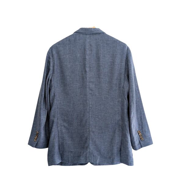 Bonobos Sport Coat Blazer 40R Blue Plaid Linen Blend Profilo Italia Unstructured - Picture 2 of 6